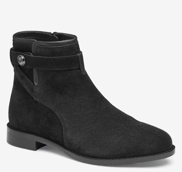 Women Darby Snap Bootie Black Suede JohnstonandMurphy Boots and Booties
