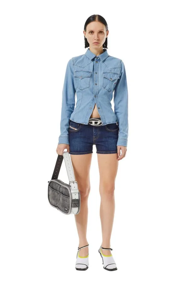 Women DeLyla Short Pants Dark Blue Diesel Trousers And Shorts