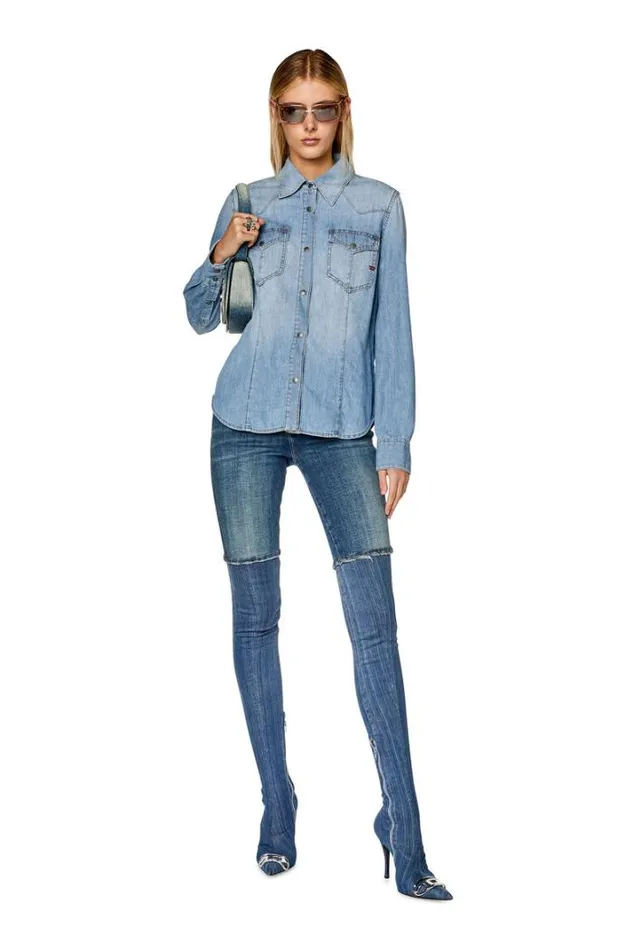 Women DeWaves Light Blue Diesel Shirts