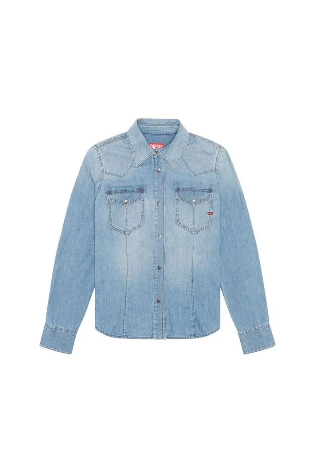 Women DeWaves Light Blue Diesel Shirts Women DeWaves Light Blue Diesel Shirts