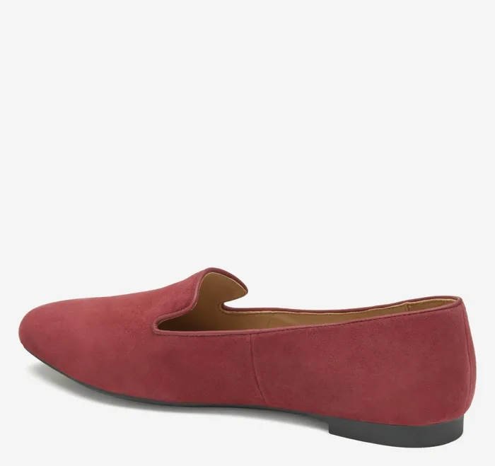 Women Delanie Loafer Dark Red Kid Suede JohnstonandMurphy Mules and Loafers
