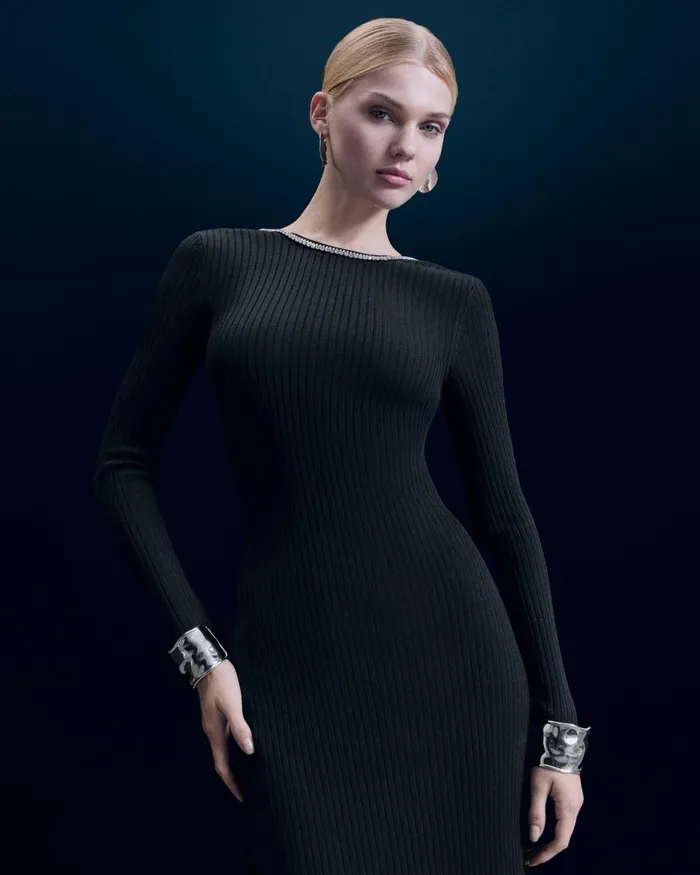 Women Dresses and Jumpsuits From Future Long Sleeves Long Dress Black