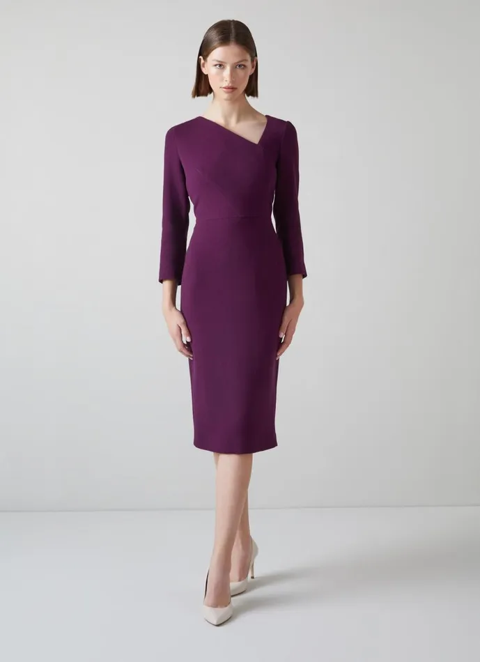 Women Dresses LKBennett Alexis Purple Wool Crepe Shift Dress Purple Women Dresses LKBennett Alexis Purple Wool Crepe Shift Dress Purple