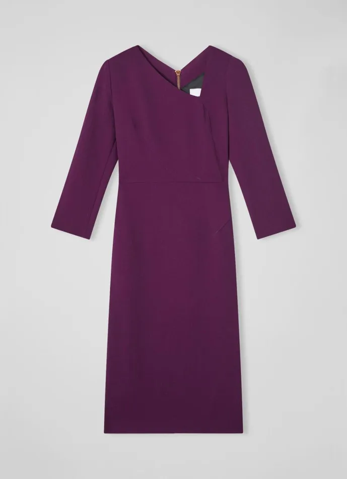 Women Dresses LKBennett Alexis Purple Wool Crepe Shift Dress Purple Women Dresses LKBennett Alexis Purple Wool Crepe Shift Dress Purple