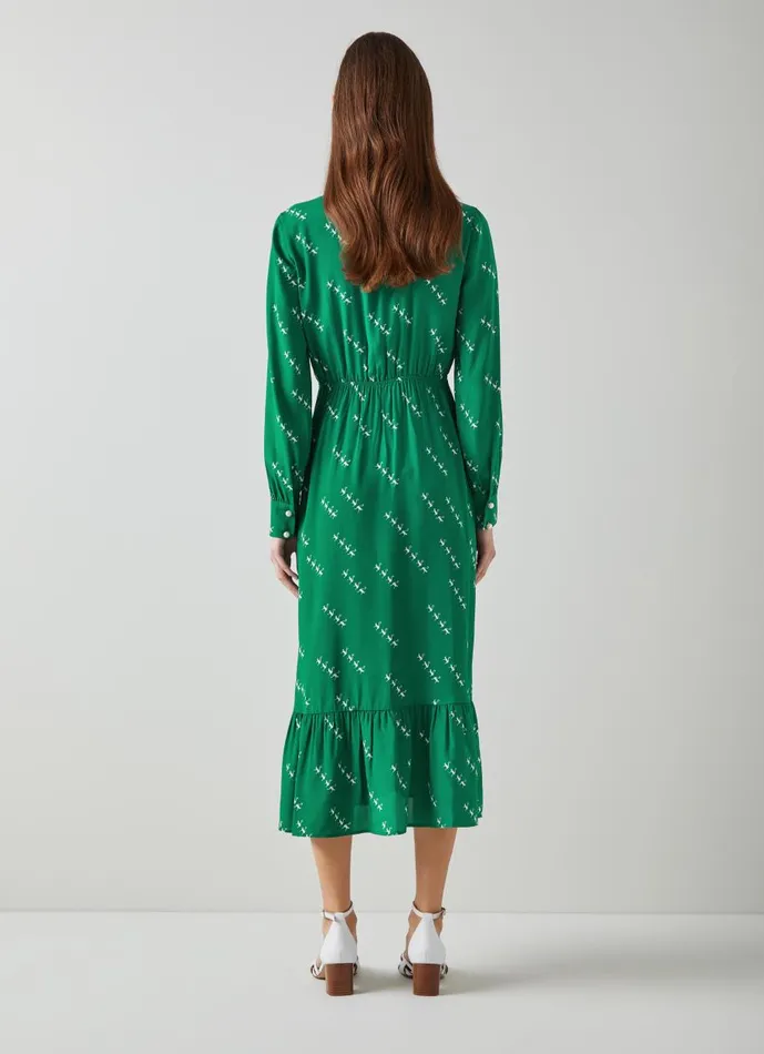 Women Dresses LKBennett Bridget Green ViscoseSilk Monkey Print Dress Green Cream Women Dresses LKBennett Bridget Green ViscoseSilk Monkey Print Dress Green Cream