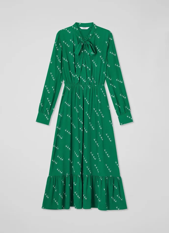 Women Dresses LKBennett Bridget Green ViscoseSilk Monkey Print Dress Green Cream Women Dresses LKBennett Bridget Green ViscoseSilk Monkey Print Dress Green Cream