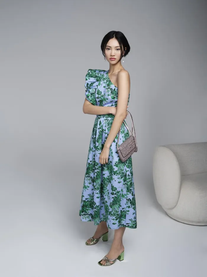 Women Dresses LKBennett Maud Neon Garden Print Organic Cotton OneShoulder Dress Blue Women Dresses LKBennett Maud Neon Garden Print Organic Cotton OneShoulder Dress Blue