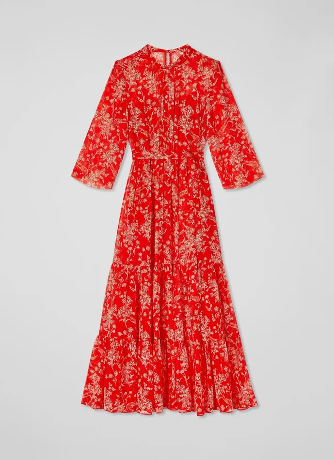 Women Dresses LKBennett Olivia Red And Cream Silk Georgette Maxi Dress Red Women Dresses LKBennett Olivia Red And Cream Silk Georgette Maxi Dress Red