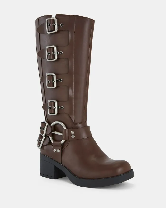 Women DUCATI TAN Slip On Boots Knee High Boots NOVO Shoes