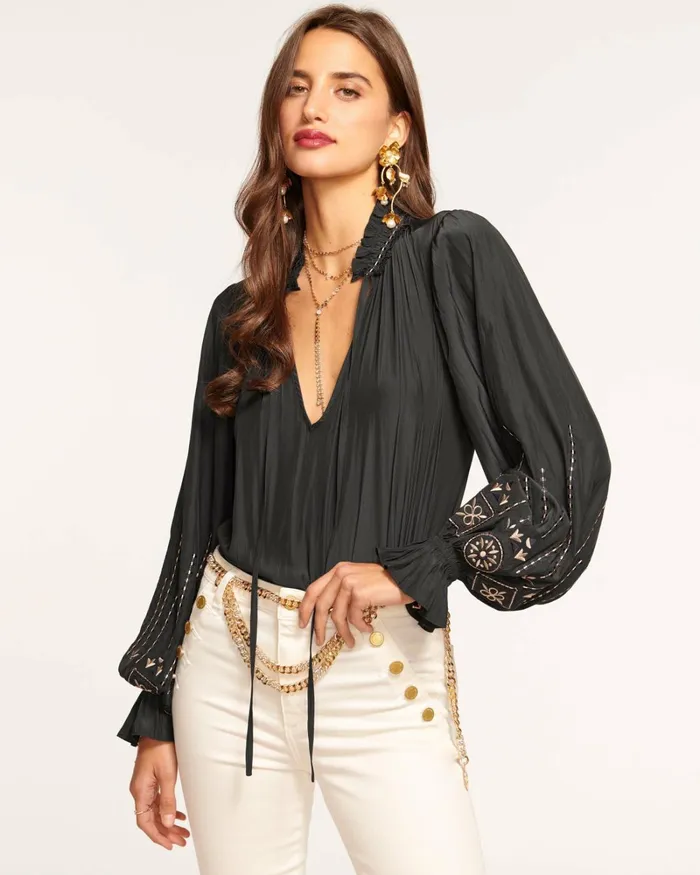 Women Eleanor Embellished Blouse Black Ramy Brook Tops