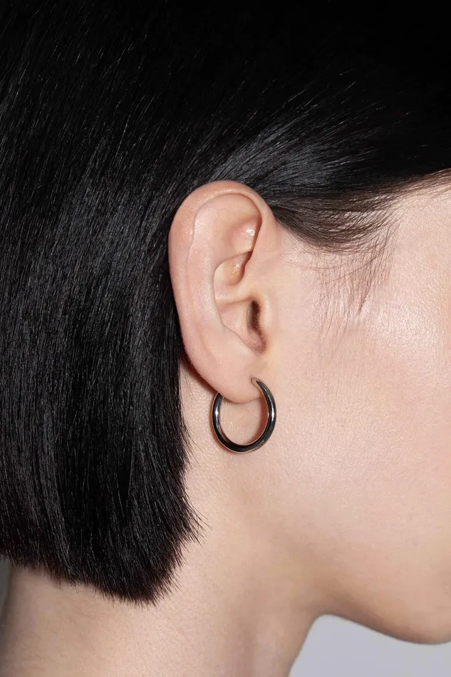 Women Elona Medium PalladiumPlated Hoop Earrings Aeyde Earrings