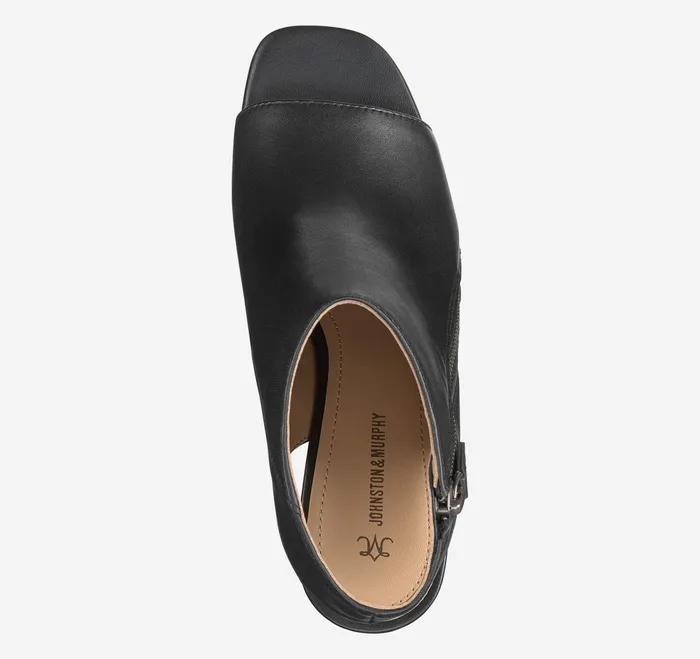 Women Evelyn SideZip Bootie Black Glove Leather JohnstonandMurphy Boots and Booties