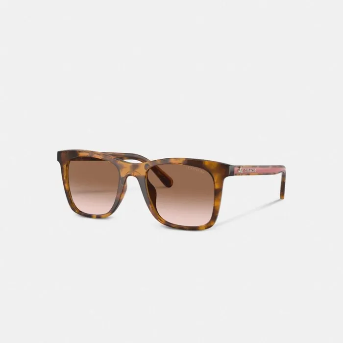 Women Eyewear Coach Disney X Coach Striped Square Sunglasses Dark Tortoise Coral Women Eyewear Coach Disney X Coach Striped Square Sunglasses Dark Tortoise Coral