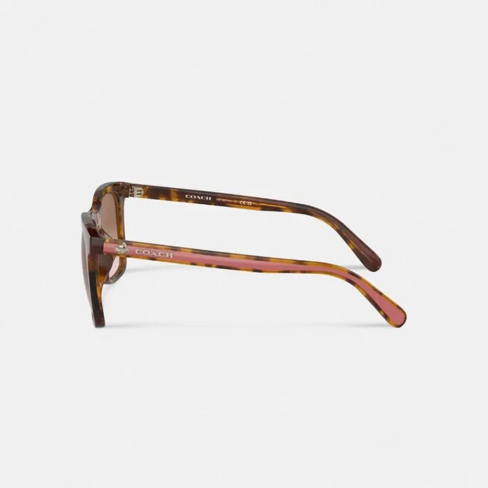 Women Eyewear Coach Disney X Coach Striped Square Sunglasses Dark Tortoise Coral Women Eyewear Coach Disney X Coach Striped Square Sunglasses Dark Tortoise Coral