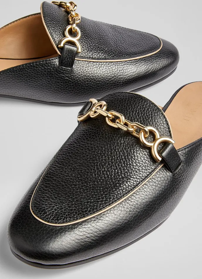 Women Flats LKBennett Eve Black Leather Backless Loafers Black Women Flats LKBennett Eve Black Leather Backless Loafers Black