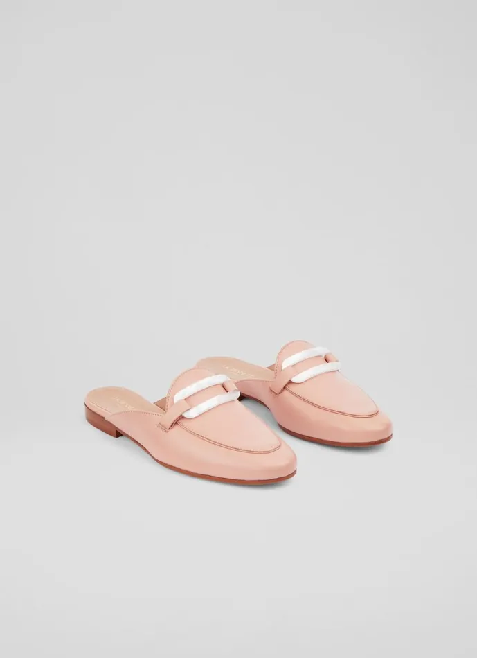 Women Flats LKBennett Evelyn Pink Leather Backless Loafers Pink Women Flats LKBennett Evelyn Pink Leather Backless Loafers Pink