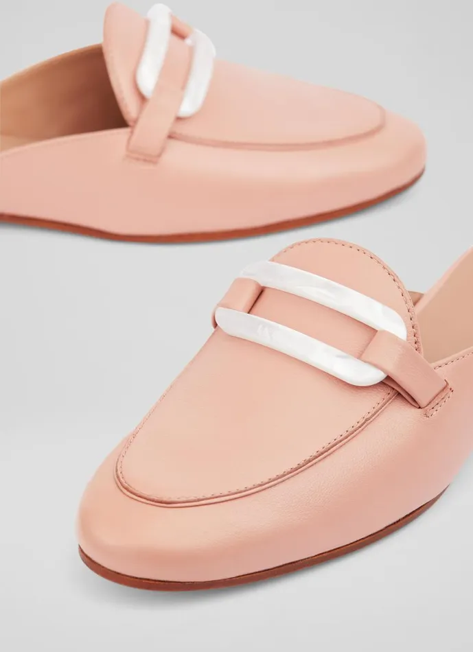 Women Flats LKBennett Evelyn Pink Leather Backless Loafers Pink Women Flats LKBennett Evelyn Pink Leather Backless Loafers Pink