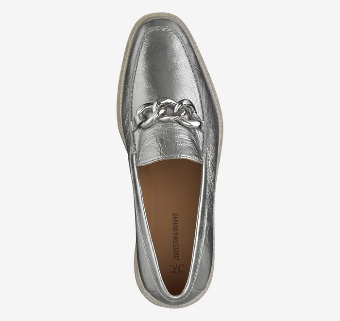 Women Gracelyn Chain Loafer Silver Metallic Sheepskin JohnstonandMurphy Mules and Loafers Women Gracelyn Chain Loafer Silver Metallic Sheepskin JohnstonandMurphy Mules and Loafers