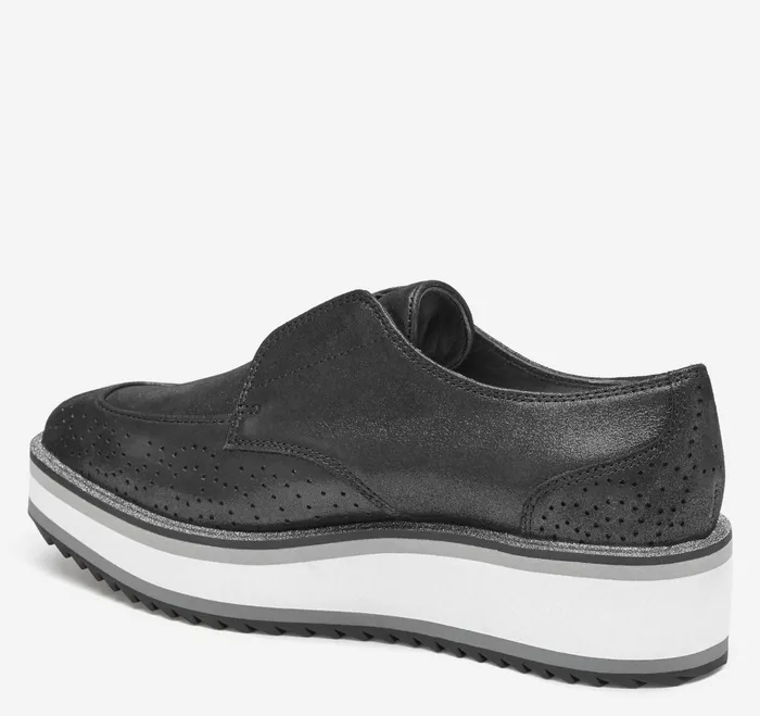 Women Gracelyn Gore Oxford Black Metallic Kid Suede JohnstonandMurphy Mules and Loafers Women Gracelyn Gore Oxford Black Metallic Kid Suede JohnstonandMurphy Mules and Loafers