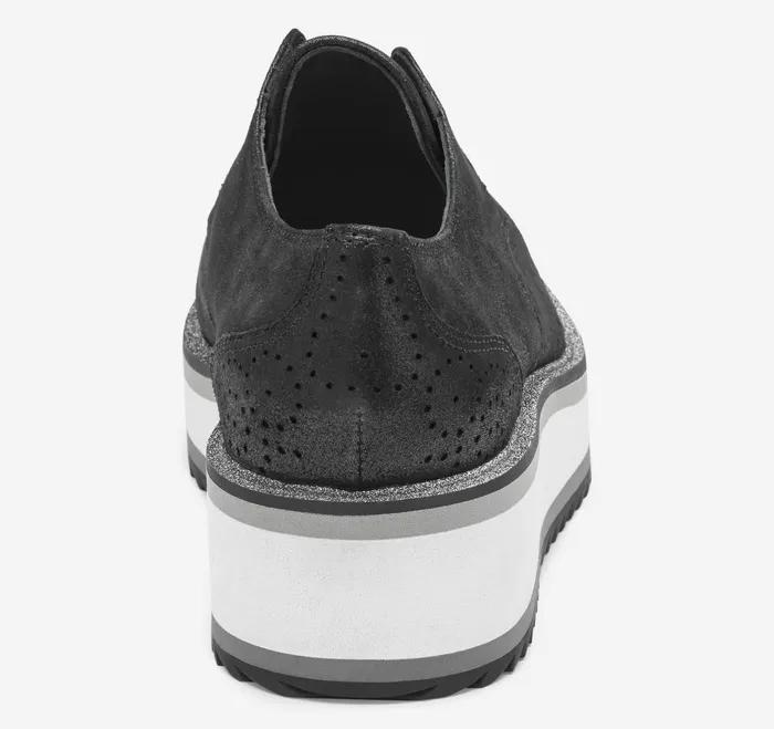 Women Gracelyn Gore Oxford Black Metallic Kid Suede JohnstonandMurphy Mules and Loafers Women Gracelyn Gore Oxford Black Metallic Kid Suede JohnstonandMurphy Mules and Loafers