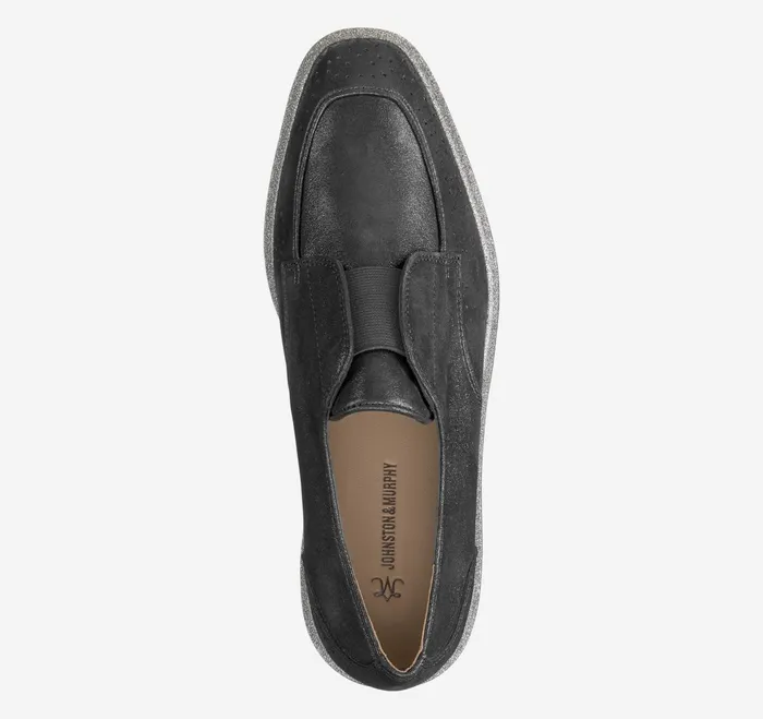 Women Gracelyn Gore Oxford Black Metallic Kid Suede JohnstonandMurphy Mules and Loafers Women Gracelyn Gore Oxford Black Metallic Kid Suede JohnstonandMurphy Mules and Loafers
