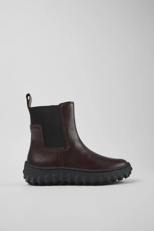 Women Ground MICHELIN Burgundy Leather Ankle Boots Camper Ankle Boots Women Ground MICHELIN Burgundy Leather Ankle Boots Camper Ankle Boots