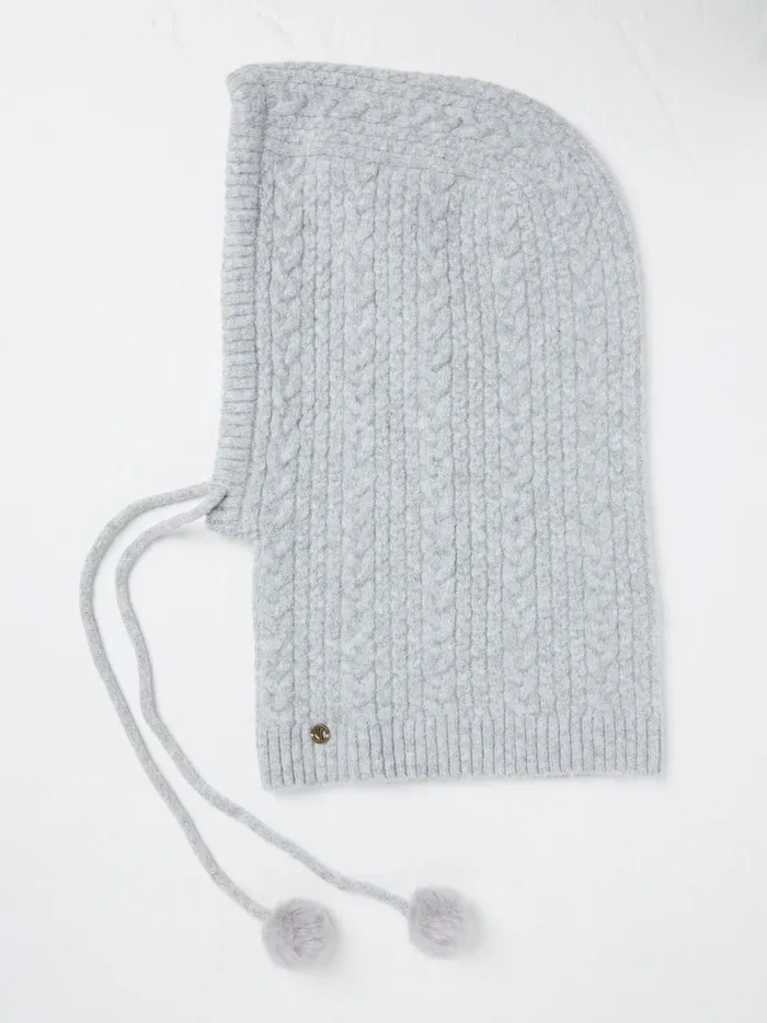 Women Hats Fat Face Grey Cable Knit Hood Hat