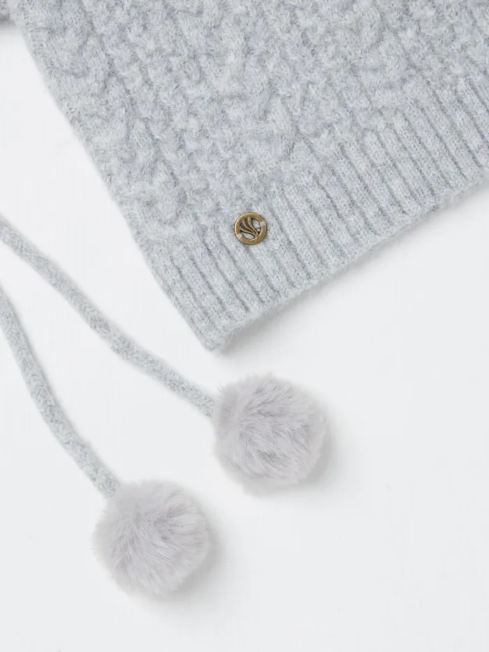 Women Hats Fat Face Grey Cable Knit Hood Hat Women Hats Fat Face Grey Cable Knit Hood Hat