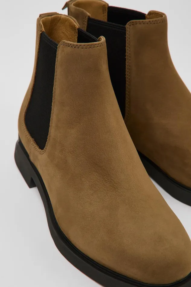Women Iman Brown Nubuck Chelsea Boots Camper Ankle Boots