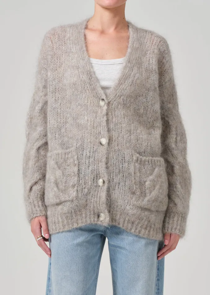 Women Jackets and Coats Citizens Of Humanity Padma Cable Cardigan In Oatmeal Grey