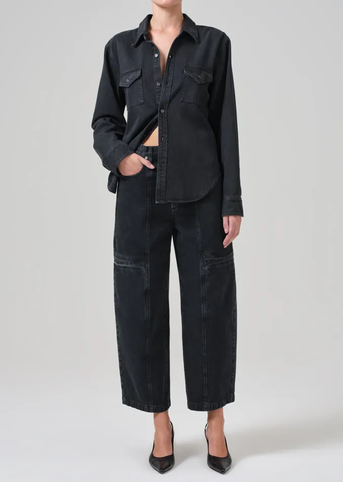 Women Jeans Citizens Of Humanity Gianna Seamed Cropped Baggy In Washed Black