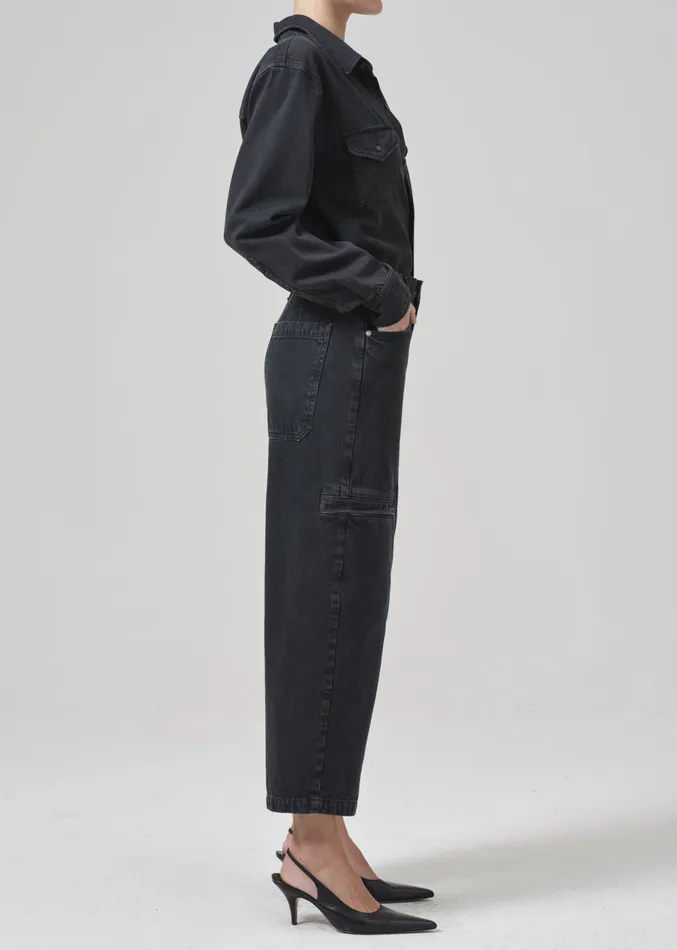 Women Jeans Citizens Of Humanity Gianna Seamed Cropped Baggy In Washed Black
