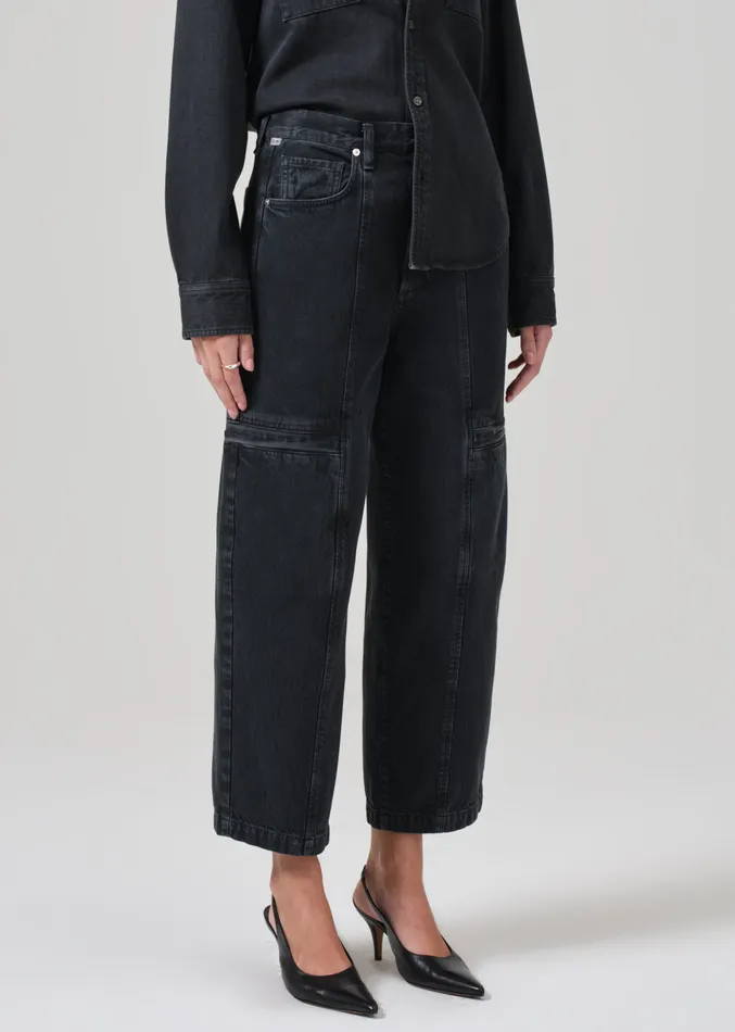 Women Jeans Citizens Of Humanity Gianna Seamed Cropped Baggy In Washed Black