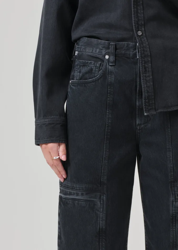Women Jeans Citizens Of Humanity Gianna Seamed Cropped Baggy In Washed Black