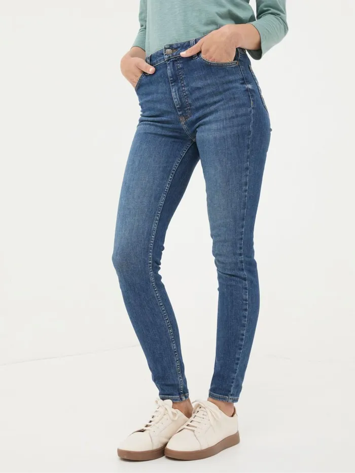 Women Jeans Fat Face Harlow Dark Vintage Blue Highwaist Skinny Jeans