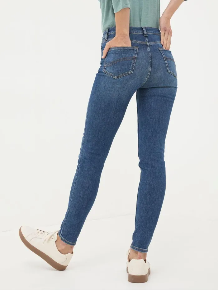 Women Jeans Fat Face Harlow Dark Vintage Blue Highwaist Skinny Jeans