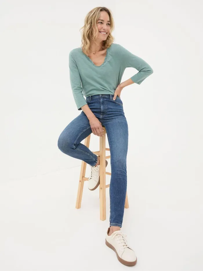 Women Jeans Fat Face Harlow Dark Vintage Blue Highwaist Skinny Jeans