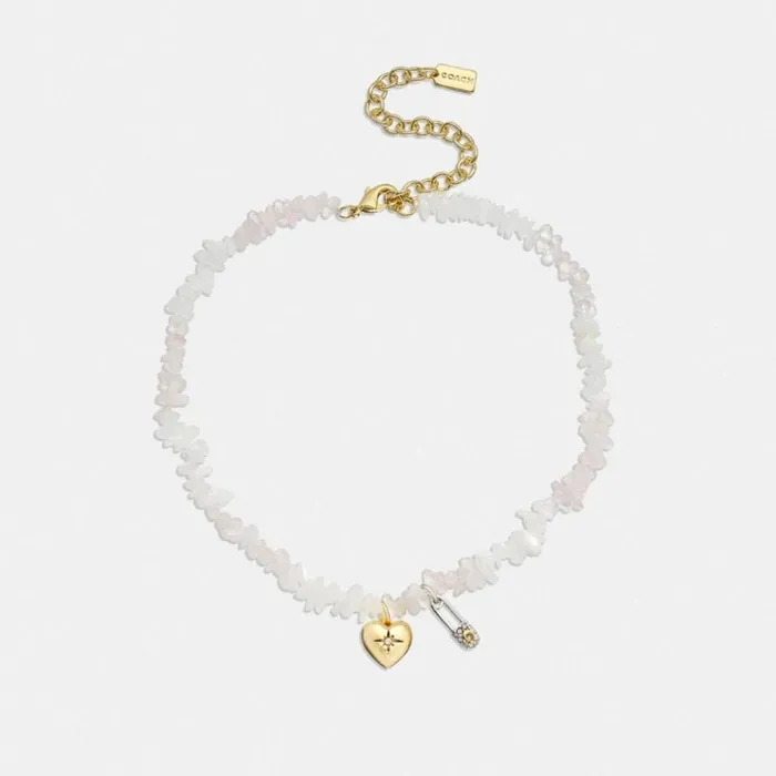 Women Jewelry Coach Signature Pav Safety Pin And Heart Beaded Choker Necklace Goldchalk Multi Women Jewelry Coach Signature Pav Safety Pin And Heart Beaded Choker Necklace Goldchalk Multi