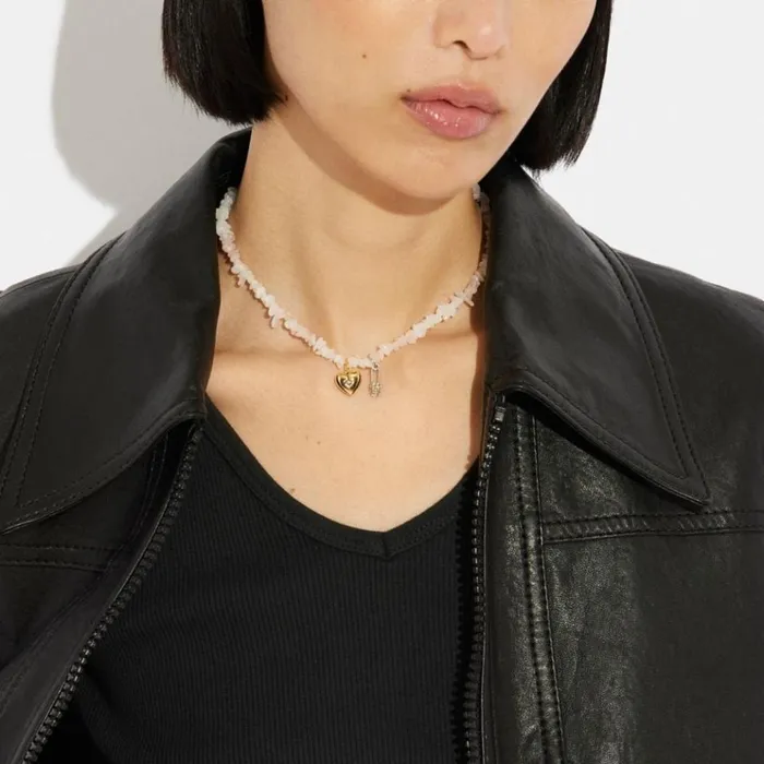 Women Jewelry Coach Signature Pav Safety Pin And Heart Beaded Choker Necklace Goldchalk Multi Women Jewelry Coach Signature Pav Safety Pin And Heart Beaded Choker Necklace Goldchalk Multi