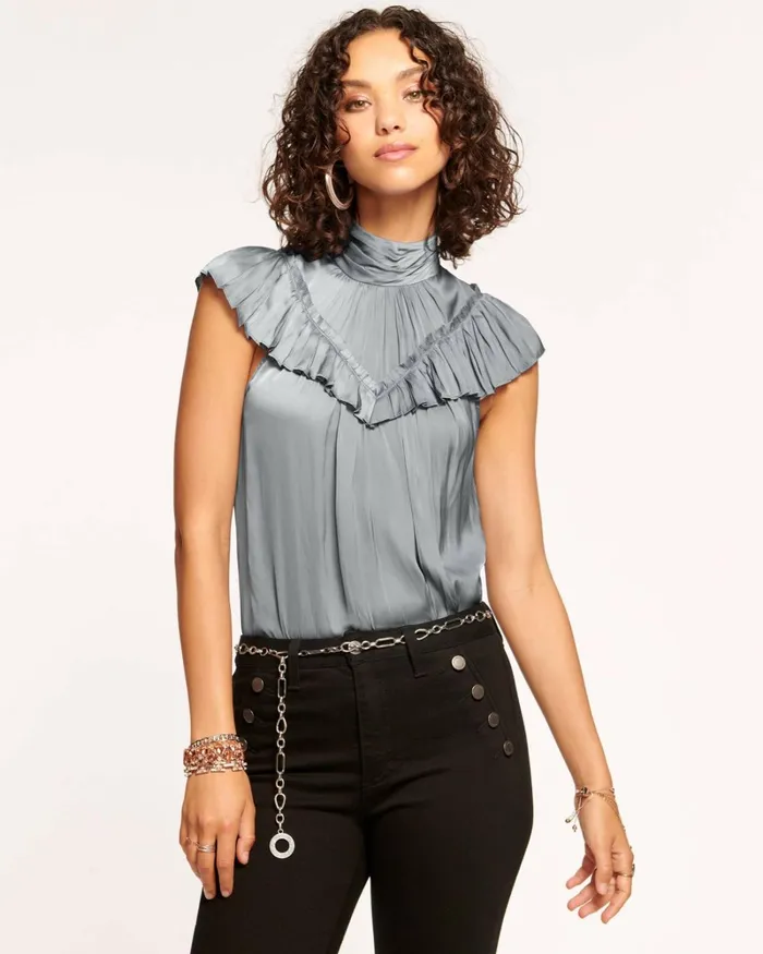 Women Journee Mock Neck Top Slate Grey Ramy Brook Tops