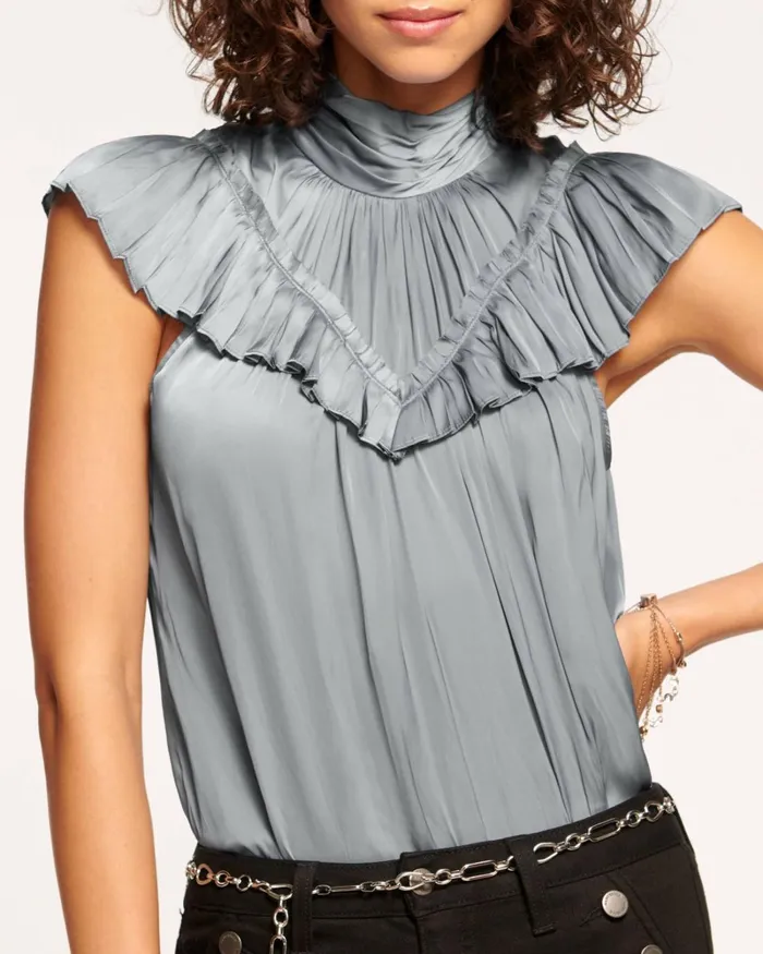 Women Journee Mock Neck Top Slate Grey Ramy Brook Tops Women Journee Mock Neck Top Slate Grey Ramy Brook Tops