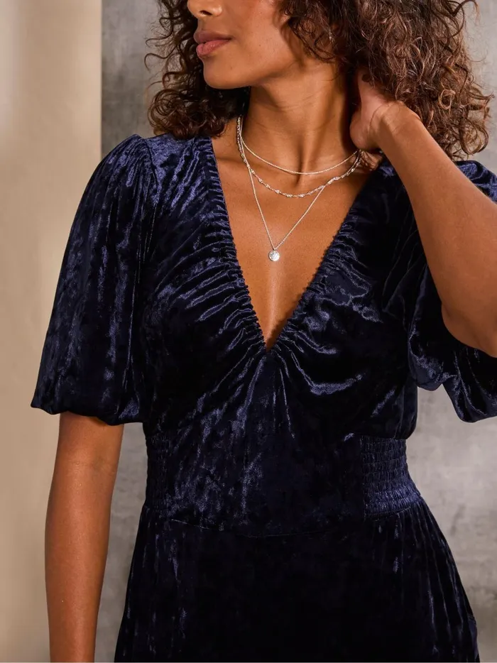 Women Jumpsuits and Playsuits Fat Face Greta Blue Velvet Jumpsuit