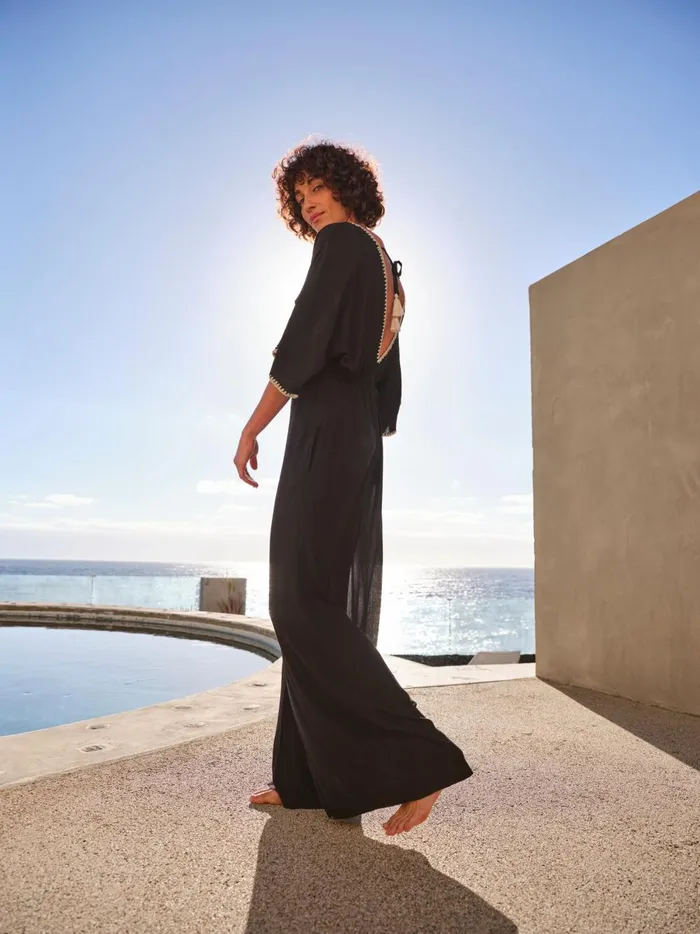 Women Jumpsuits and Playsuits Fat Face Selene Black Beach Jumpsuit