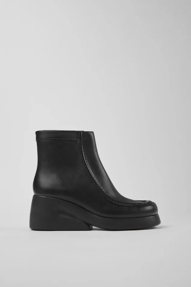 Women Kaah Black Leather Boots Camper Ankle Boots Women Kaah Black Leather Boots Camper Ankle Boots