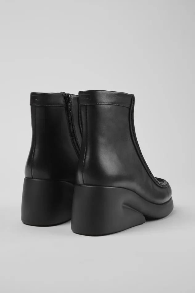 Women Kaah Black Leather Boots Camper Ankle Boots Women Kaah Black Leather Boots Camper Ankle Boots