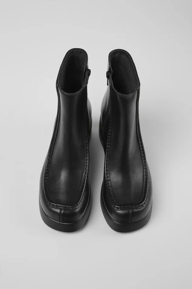 Women Kaah Black Leather Boots Camper Ankle Boots Women Kaah Black Leather Boots Camper Ankle Boots