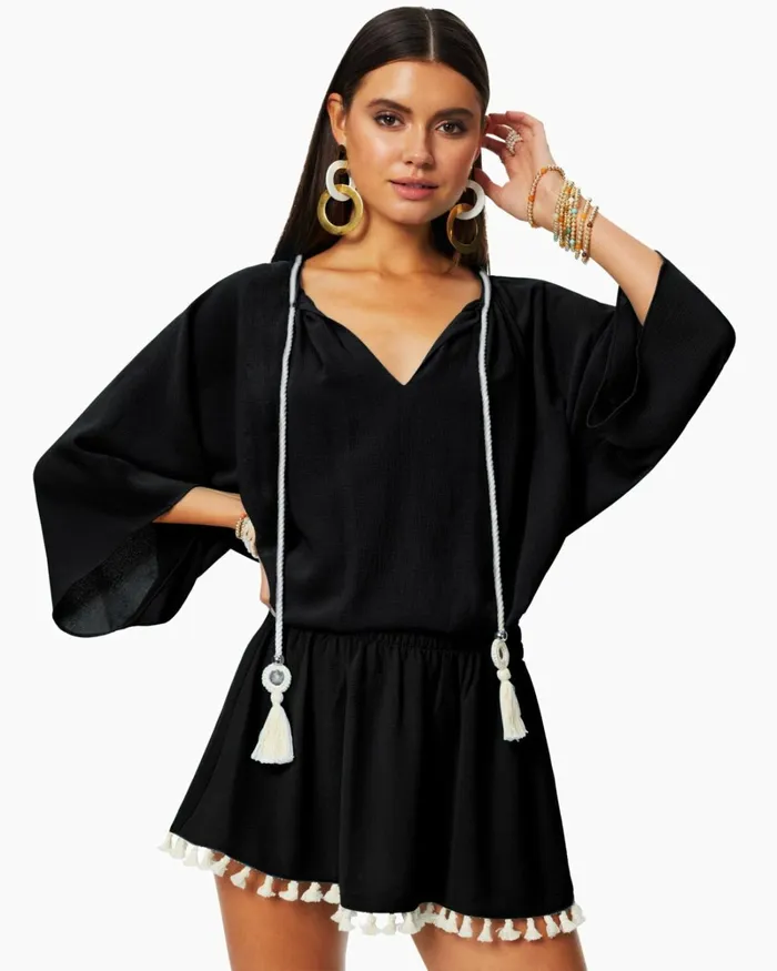 Women Katana Coverup Mini Dress Black Ramy Brook Swimwear