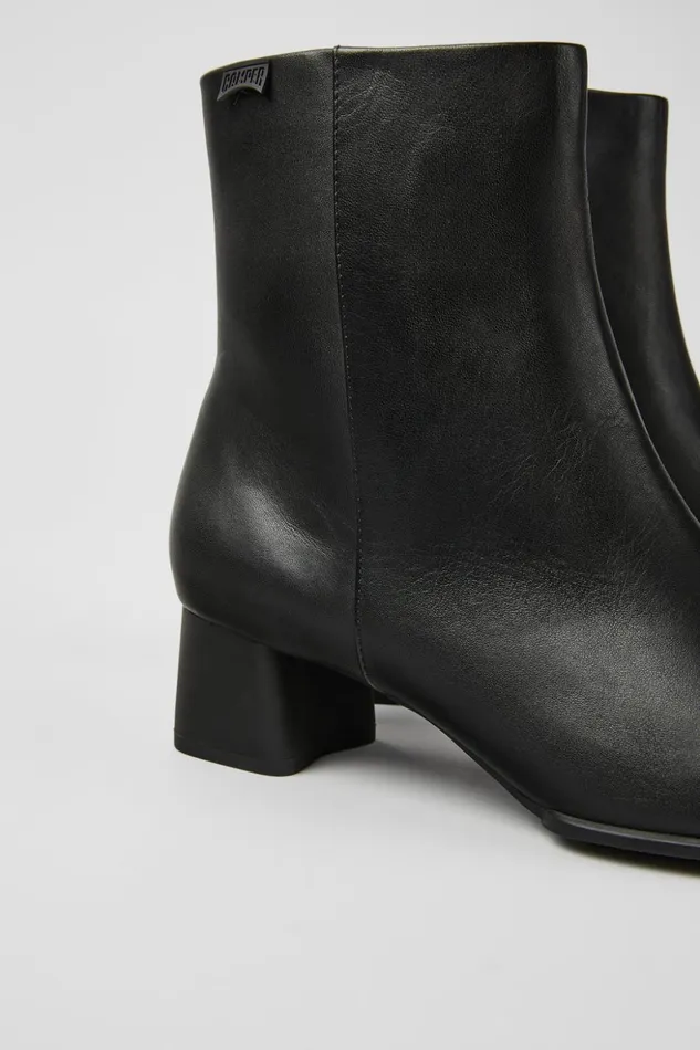 Women Katie Black Leather Ankle Boots Camper Ankle Boots