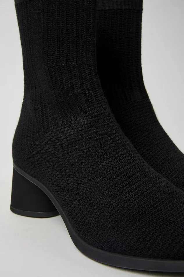 Women Kiara TENCEL Black Textile Boots Camper Ankle Boots