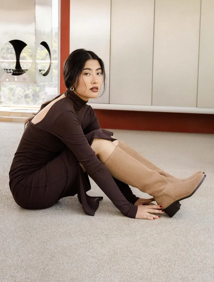 Women Knee High Boots Bobbies Zohra Antelope